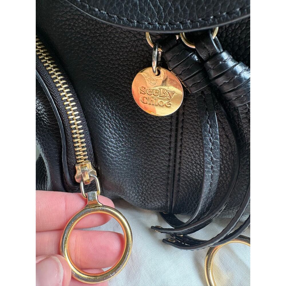 See By Chloe Olga Black Leather Mini Backpack W/ Dustbag Goth Emo - Picture 6 of 12